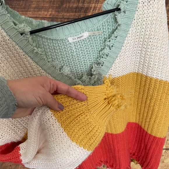 Blu Pepper striped knit top with bell sleeves - Picture 2 of 4